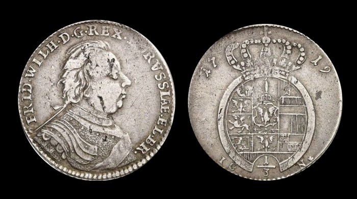 1/3 талера Фридрих Вильгельм I, король-солдат 1719 г., Пруссия