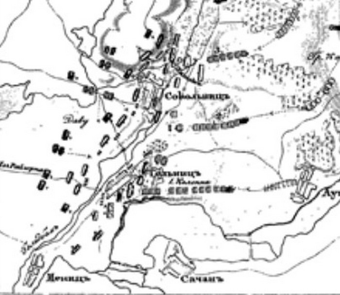 Бои за Тельниц и Сокольниц, Аустерлицкое сражение, карта