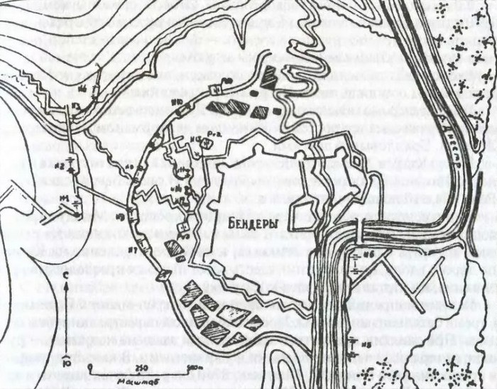 Карта осады Бендер 1770 г.