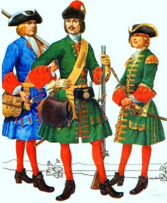 Гвардия Петра Первого 1708-1712 гг., форма