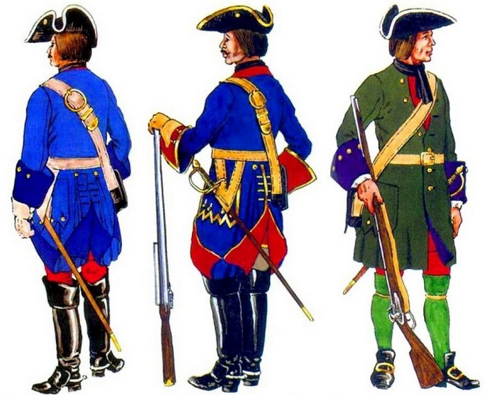 Форма пехоты Петра Первого, 1707-1710 гг.