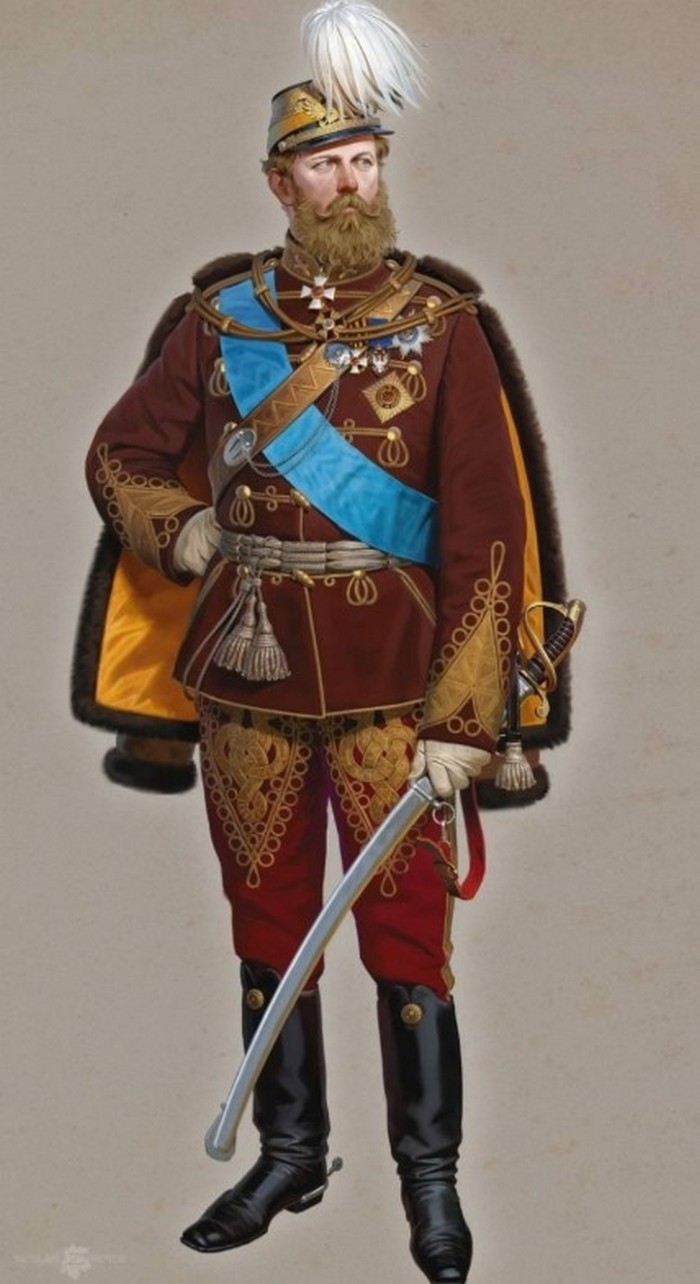 Августейшие особы, шефы Ахтырских гусар в полковой форме