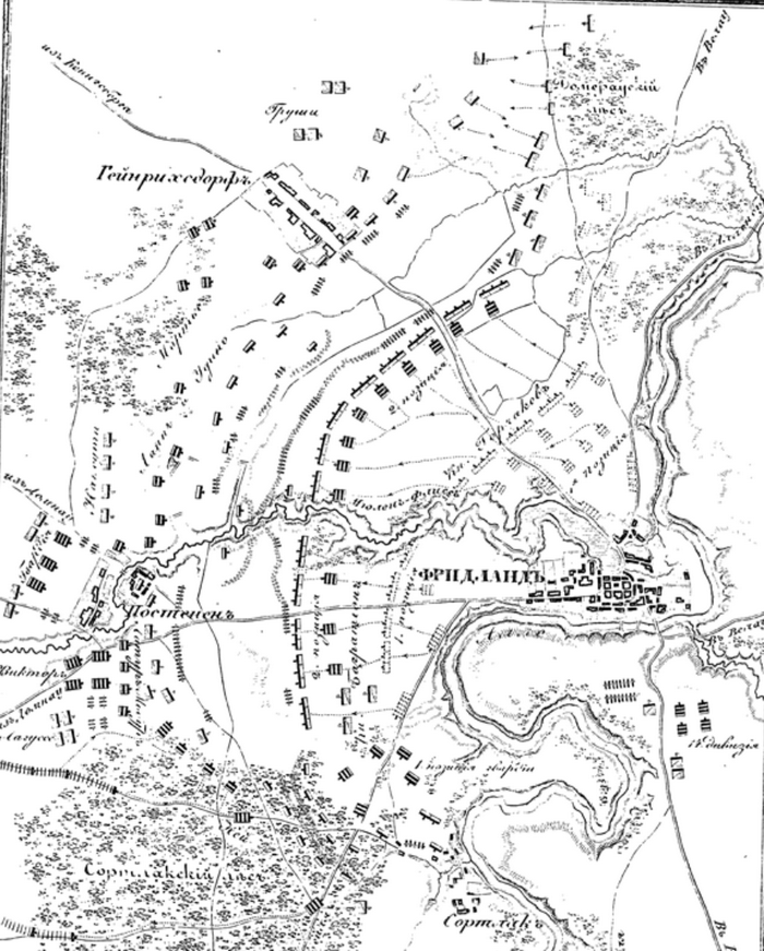 Битва под Фридландом, карта
