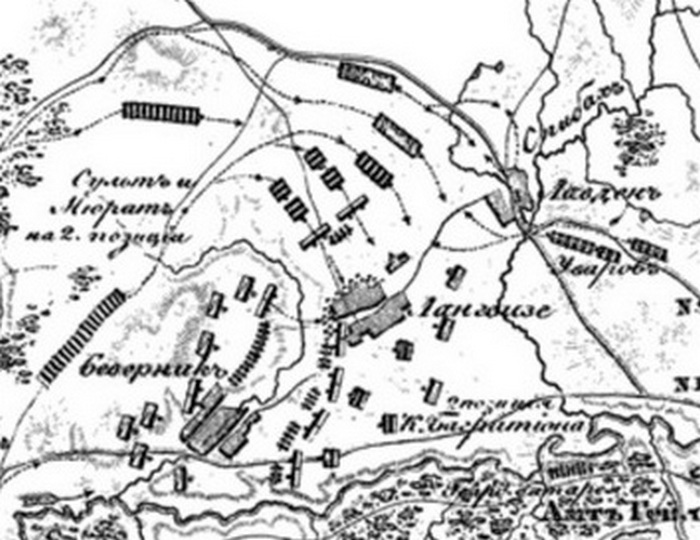 Авангард Багратиона в сражении при Гейльсберге 1807 г., карта