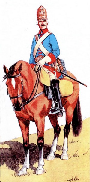 Конный гренадер Нарвского полка в начальный период Семилетней войны 1756-1763 гг., форма