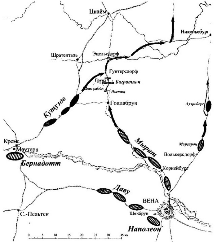 Битва при Шенграбене, карта