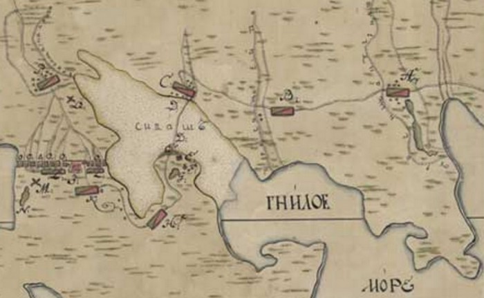 Карта Крымского похода армии Ласси и осады Перекопа 1738 г.