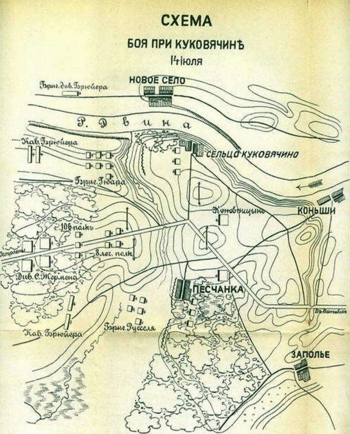 Сражение при Куковячино июль 1812 г., карта