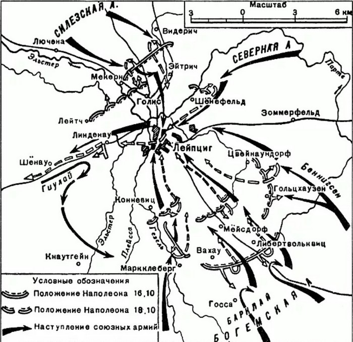 Сражение под Лейпцигом октябрь 1813 г., битва народов, карта