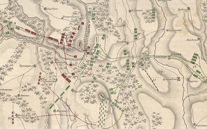 Сражение при Лубино (Валутиной горе) 1812 г., карта