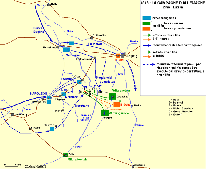 Сражение при Лютцене, карта