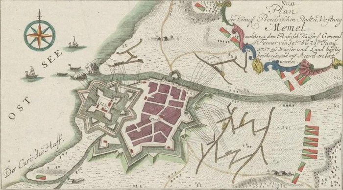 Осада Мемеля 1757 г., карта