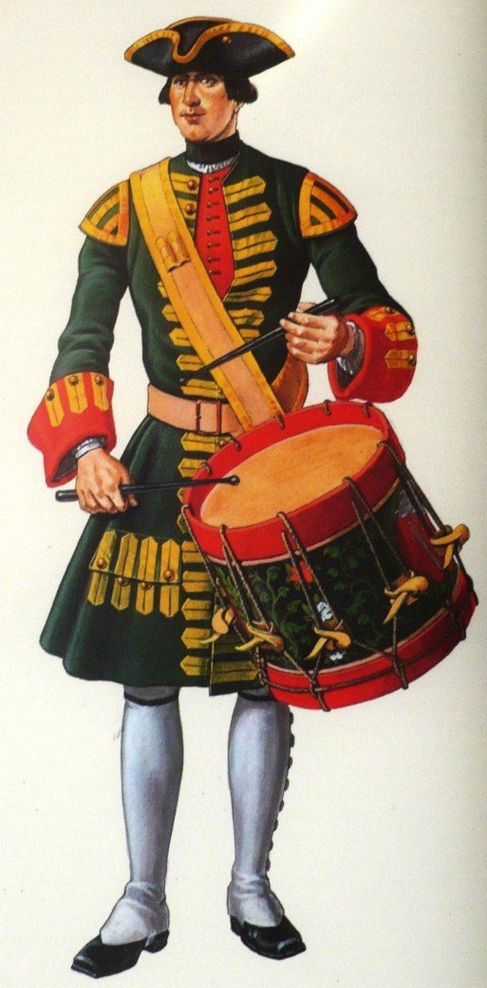Барабанщик лейб-гвардии Преображенского полка 1708 г., форма