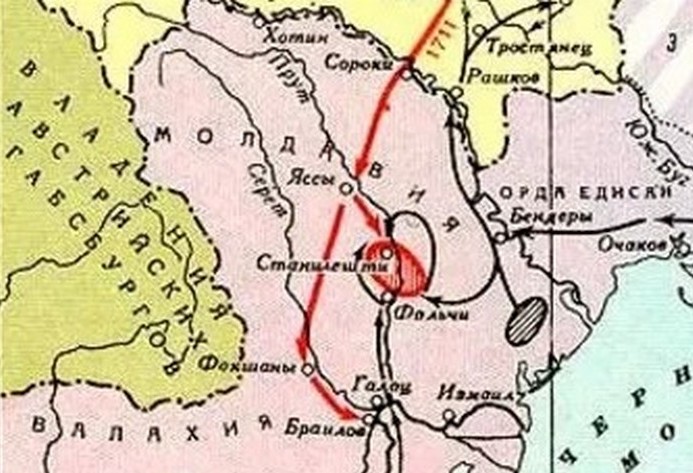 Прутский поход, карта Молдавии, Валахии в 18 веке
