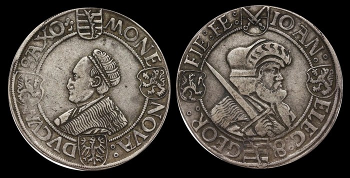1 талер Саксония Эрнестин 1525 г., MB#152, Саксонский Фридрих III Мудрый, Иоганн I Твердый  