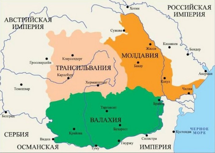 Валахия и Молдавия на карте