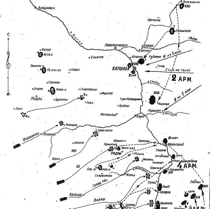 Оборона Варшавы, Варшавско-Ивангородская операция, карта