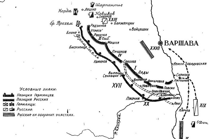 Оборона Варшавы, Варшавско-Ивангородская операция, карта