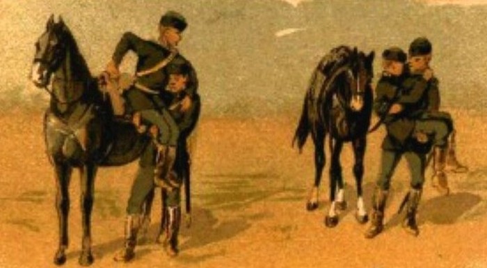Первая медицинская помощь для раненых кавалеристов