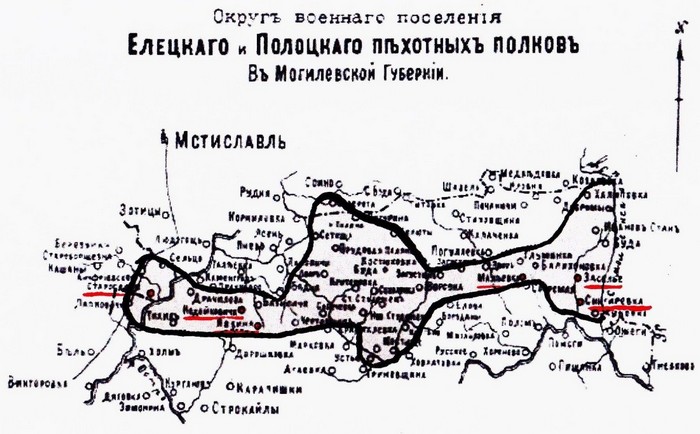 Карта поселения Полоцкого пехотного полка в 1812 г.
