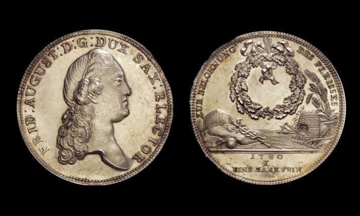 1 талер 1780 г. Фридрих Август 3, курфюрст Саксонии