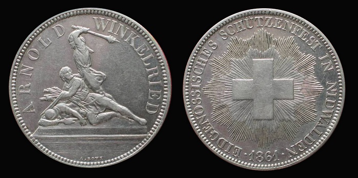 5 франков 1861 г. Штанс (кантон Нидвальден), Швейцария.