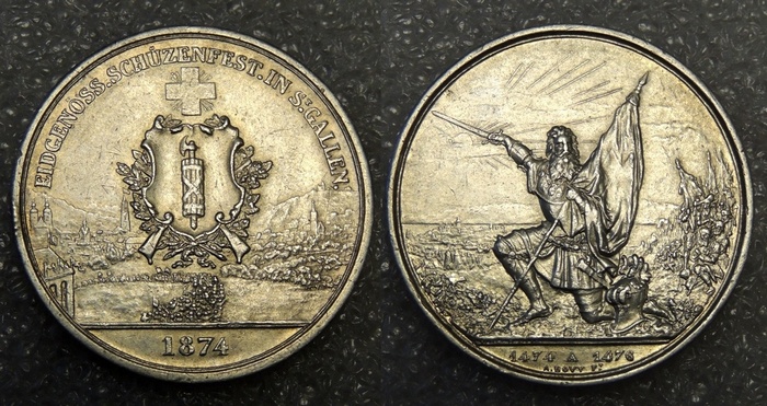 5 франков 1874 г. Санкт-Галлен, Швейцария.