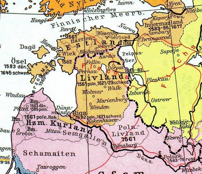 Ингерманландия, Эстляндия, Лифляндия на карте.