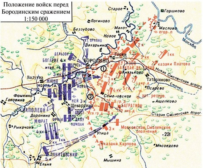 Бородинская битва, карта