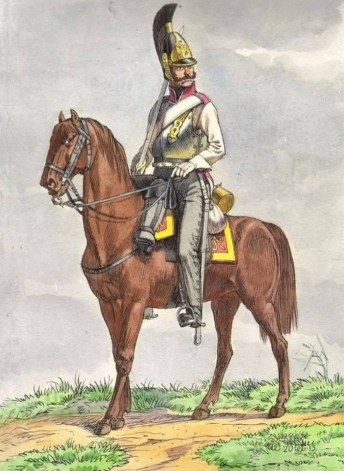 Форма рядового Псковского кирасирского полка, 1813 г.