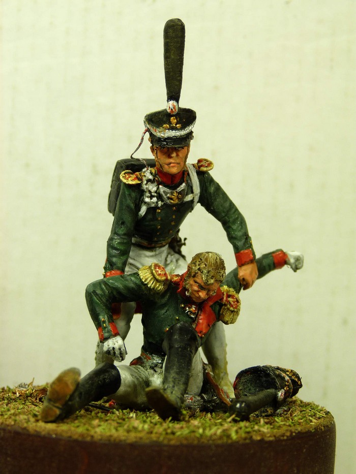 Буксгевден  и обер офицер Астраханского гренадерского полка при Бородино, оловянная миниатюра