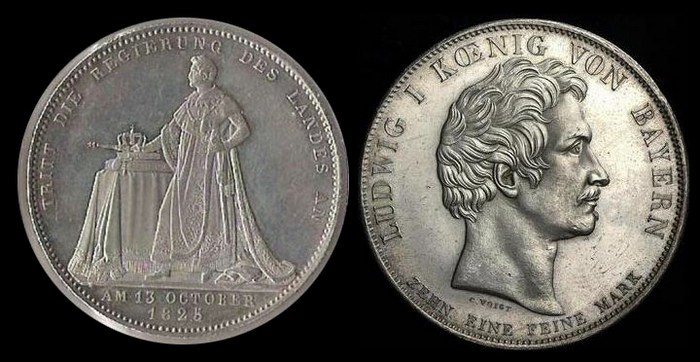 Конвенционный исторический талер 1825 г. Людвиг I, Бавария