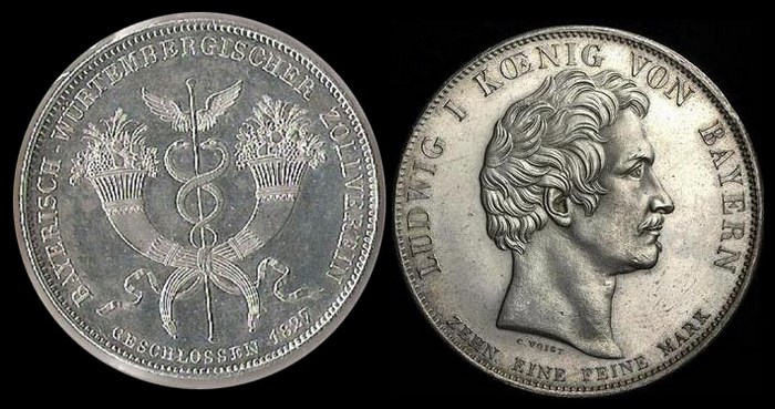 Конвенционный исторический талер 1827 г. Людвиг I, Бавария