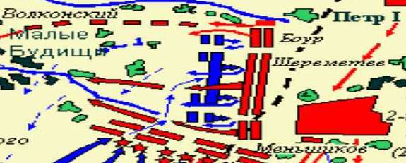 Решающая фаза Полтавской битвы, карта