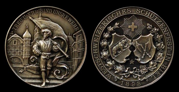 Стрелковая медаль 1893 г. Биль, кантон Берн, Швейцария