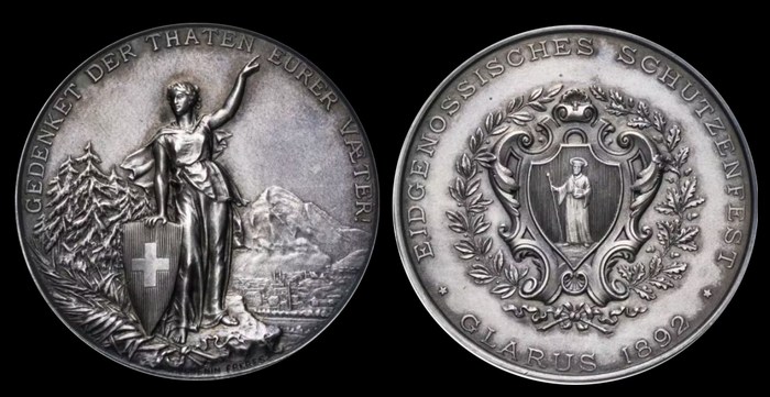 Стрелковая медаль 1892 г. Гларус, Швейцария
