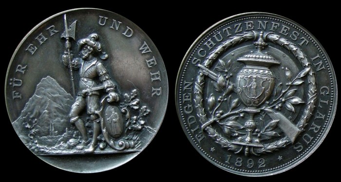 Стрелковая медаль 1892 г. Гларус, Швейцария
