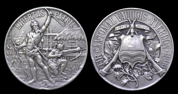 Стрелковая медаль 1899 г. Ивердон-Ле-Бен, кантон Во, Швейцария.