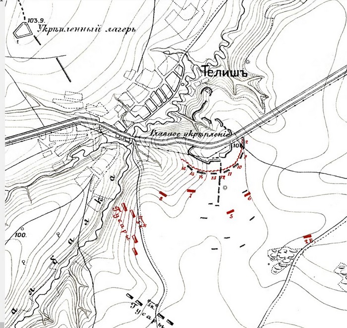 Карта сражения под Телишем