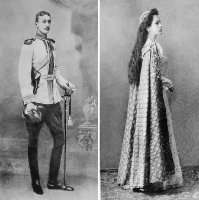 Князь Трубецкой В. С. со своей невестой Голициной Е. В., фото