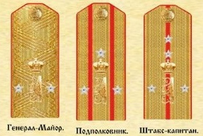 Погоны генерал-майор, подполковник, штабс-капитан Алексеевского военного училища