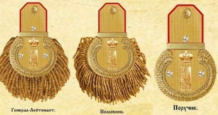 Эполеты генерал-лейтенант, полковник, поручик Алексеевского военного училища