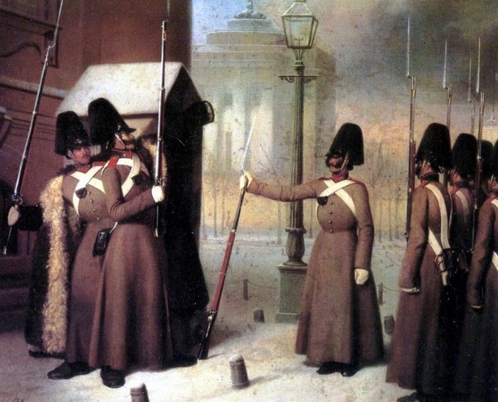 Смена часового лейб-гвардии Гренадерского полка, Adolph Jebens, 1850 г.