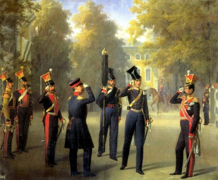 Вынос штандарта лейб-гвардии Уланского полка,  Adolph Jebens, 1854 г., форма
