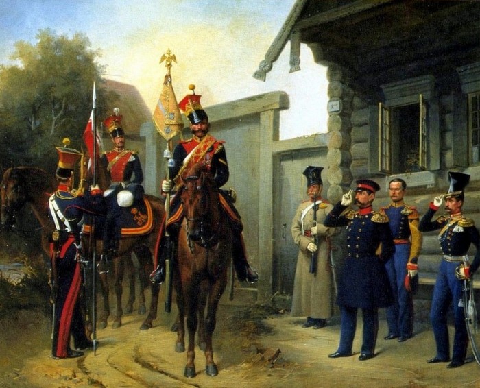 Группа военных чинов лейб-гвардии Уланского полка, Adolph Jebens, 1853 г. форма